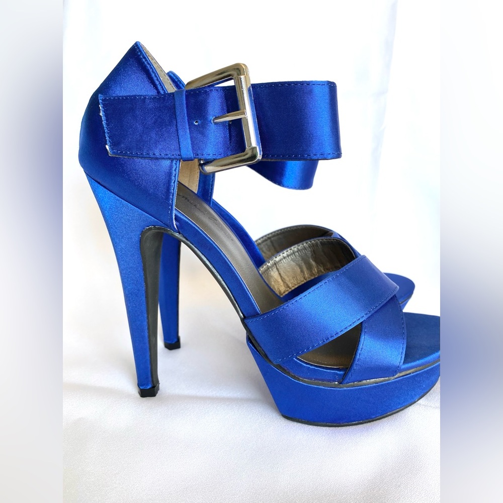 NEW - Royal Blue Satin Platform Heels - Stilettos - Michael Antonio - Size 7.5
